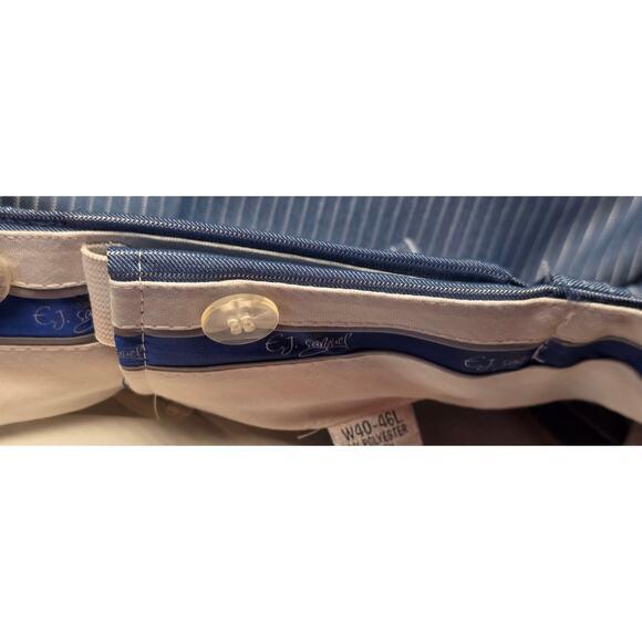 EJ Samuel Mens 40 (38×33) Trouser Dress Pants Pleated Pinstripe Blue Relaxed - Picture 9 of 11